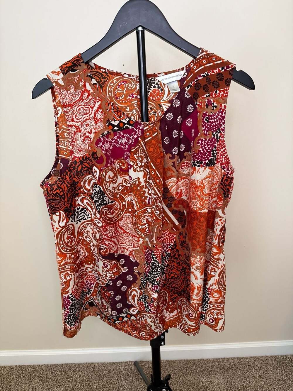 ☀️Christopher & Banks XL Sleeveless Paisley Patchwork Print Top